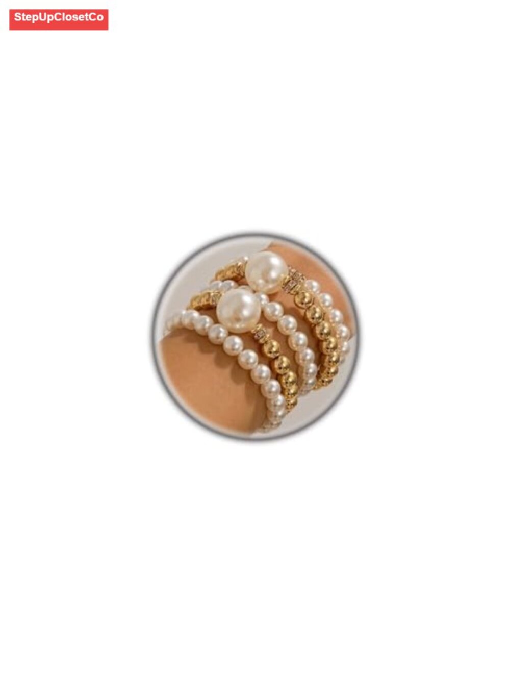 Chunky Pearl Beaded Stretch Bracelet Set Stackable Gold Bracelets Women Trendy